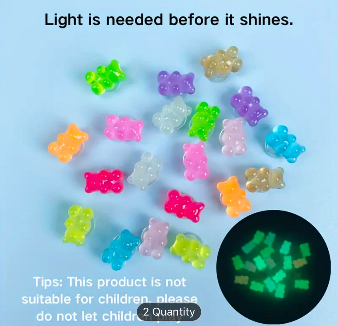 Glow in the dark jelly bear charms